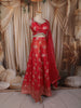 Cherry Pink Floral Zari Embroidered Design Semi Silk Lehenga with Matching Dupatta