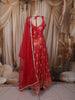 Cherry Pink Floral Zari Embroidered Design Semi Silk Lehenga with Matching Dupatta