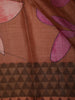 Choco Brown Floral Woven Design Pure Tussar Saree with Geometric Border
