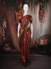 Choco Brown Floral Woven Design Pure Tussar Saree with Geometric Border