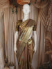 Choco Brown Floral Zari Woven Design Tissue Silk Fancy Saree with Floral Zari Border