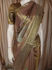 Choco Brown Floral Zari Woven Design Tissue Silk Fancy Saree with Floral Zari Border
