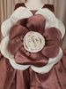 Chocolate Brown 3D Floral Appliqué Design Textured  Kids Party Wear Frock