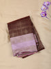 Chocolate Brown Checked Zari Woven Design Art Silk Saree with Contrast Border