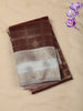 Chocolate Brown Checked Zari Woven Design Art Silk Saree with Contrast Border