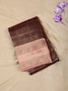 Chocolate Brown Checked Zari Woven Design Art Silk Saree with Contrast Border