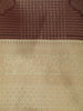 Chocolate Brown Checked Zari Woven Design Art Silk Saree with Contrast Border