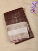 Chocolate Brown Checked Zari Woven Design Art Silk Saree with Contrast Border