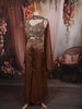 Chocolate Brown Floral Cutdana Beads and Sequins Embroidered Design Organza Indo Western Palazzo Suit with Choker Dupatta
