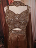 Chocolate Brown Floral Cutdana Beads and Sequins Embroidered Design Organza Indo Western Palazzo Suit with Choker Dupatta