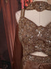 Chocolate Brown Floral Cutdana Beads and Sequins Embroidered Design Organza Indo Western Palazzo Suit with Choker Dupatta