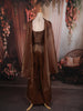 Chocolate Brown Floral Cutdana Beads and Sequins Embroidered Design Organza Indo Western Palazzo Suit with Choker Dupatta