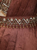 Chocolate Brown Heavy Sequins and Beads Embroidered Design Satin Ready To Wear Saree with Designer Blouse