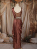 Chocolate Brown Heavy Sequins and Beads Embroidered Design Satin Ready To Wear Saree with Designer Blouse
