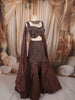 Chocolate Brown Heavy Sequins and Silver Beads Embroidered Design Net Mermaid Bridal Lehenga with Matching Choker Dupatta