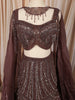 Chocolate Brown Heavy Sequins and Silver Beads Embroidered Design Net Mermaid Bridal Lehenga with Matching Choker Dupatta