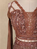 Chocolate Brown Sequins and Bead Embroidered Net Mermaid Lehenga Set