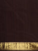 Chocolate Brown Striped Woven Design Pure Kanchipuram Silk Saree with Zari Border