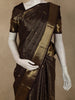 Chocolate Brown Striped Woven Design Pure Kanchipuram Silk Saree with Zari Border