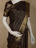 Chocolate Brown Striped Woven Design Pure Kanchipuram Silk Saree with Zari Border