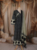Classic Black Abstract Printed Design Cotton Anarkali Salwar Suit with Dupatta