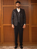 Classic Black Abstract Sequins Embellished Design Viscose Men's Suit with Unstitched Pant