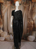 Classic Black Abstract Stone Embellished Design Satin Party Wear Saree with Stone Work Border
