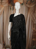 Classic Black Abstract Stone Embellished Design Satin Party Wear Saree with Stone Work Border