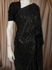 Classic Black Abstract Stone Embellished Design Satin Party Wear Saree with Stone Work Border