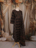 Classic Black Ajrakh Printed Design Cotton Anarkali Salwar Suit with Dupatta