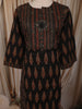 Classic Black Ajrakh Printed Design Cotton Anarkali Salwar Suit with Dupatta