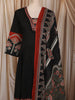Classic Black Ajrakh Printed Design Cotton Anarkali Salwar Suit with Matching Dupatta
