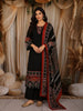 Classic Black Ajrakh Printed Design Cotton Anarkali Salwar Suit with Matching Dupatta