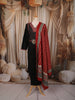 Classic Black Ajrakh Printed Design Cotton Straight Cut Salwar Suit with Contrast Dupatta