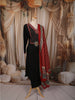 Classic Black Ajrakh Printed Design Cotton Straight Cut Salwar Suit with Contrast Dupatta
