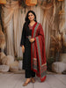 Classic Black Ajrakh Printed Design Cotton Straight Cut Salwar Suit with Contrast Dupatta
