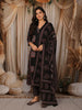 Classic Black Ajrakh Printed Design Cotton Straight Cut Salwar Suit with Dupatta
