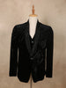 Classic Black Beads Embroidered Design Velvet Men's Suit