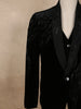 Classic Black Beads Embroidered Design Velvet Men's Suit