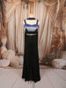 Classic Black Blue and Silver Ombre Beads Embroidered Design Georgette Indo Western Palazzo Suit with Matching Choker Dupatta