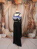 Classic Black Blue and Silver Ombre Beads Embroidered Design Georgette Indo Western Palazzo Suit with Matching Choker Dupatta