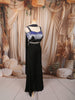 Classic Black Blue and Silver Ombre Beads Embroidered Design Georgette Indo Western Palazzo Suit with Matching Choker Dupatta