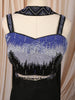 Classic Black Blue and Silver Ombre Beads Embroidered Design Georgette Indo Western Palazzo Suit with Matching Choker Dupatta