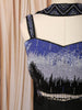Classic Black Blue and Silver Ombre Beads Embroidered Design Georgette Indo Western Palazzo Suit with Matching Choker Dupatta