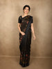 Classic Black Checked Floral Printed Design Organza Saree with Solid Border