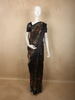 Classic Black Checked Floral Printed Design Organza Saree with Solid Border
