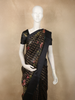 Classic Black Checked Floral Printed Design Organza Saree with Solid Border