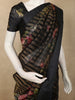 Classic Black Checked Floral Printed Design Organza Saree with Solid Border