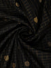 Classic Black Checked Peacock Butta Woven Design Pure Kanchipuram Silk Saree with Contrast Zari Border