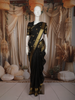 Classic Black Checked Peacock Butta Woven Design Pure Kanchipuram Silk Saree with Contrast Zari Border